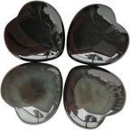 4 Pcs Natural Black Obsidian Love Heart Palm Stone Reiki Balancing Worry Stone(1 Inch)