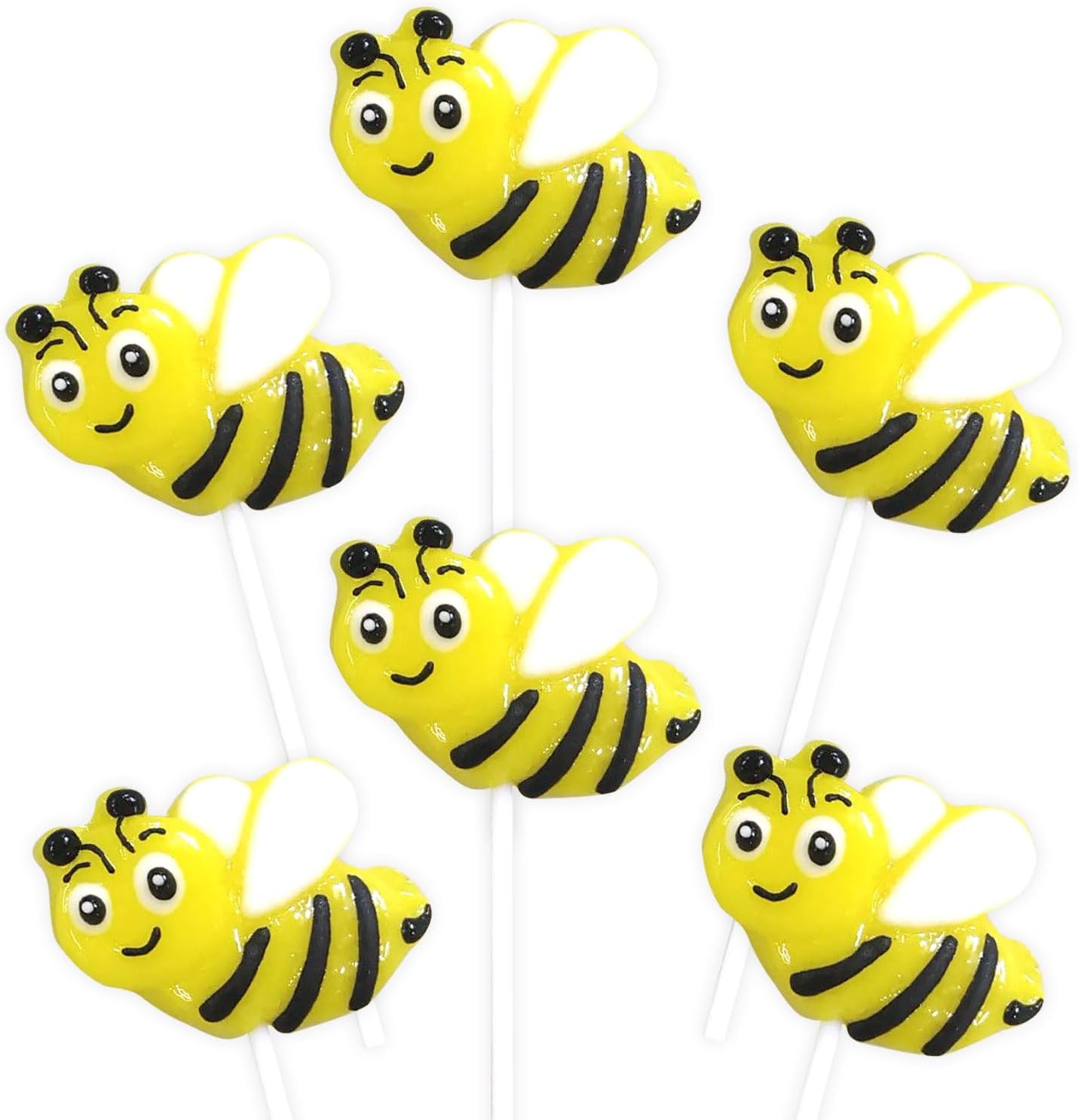 Bee Candy – 24 Individually Wrapped Lemon Flavored Suckers – Honey Bee Party Favors, Baby Showers, Edible Cupcake Toppers, Dessert Table Treats, Goodie Bag Lollipops for Kids