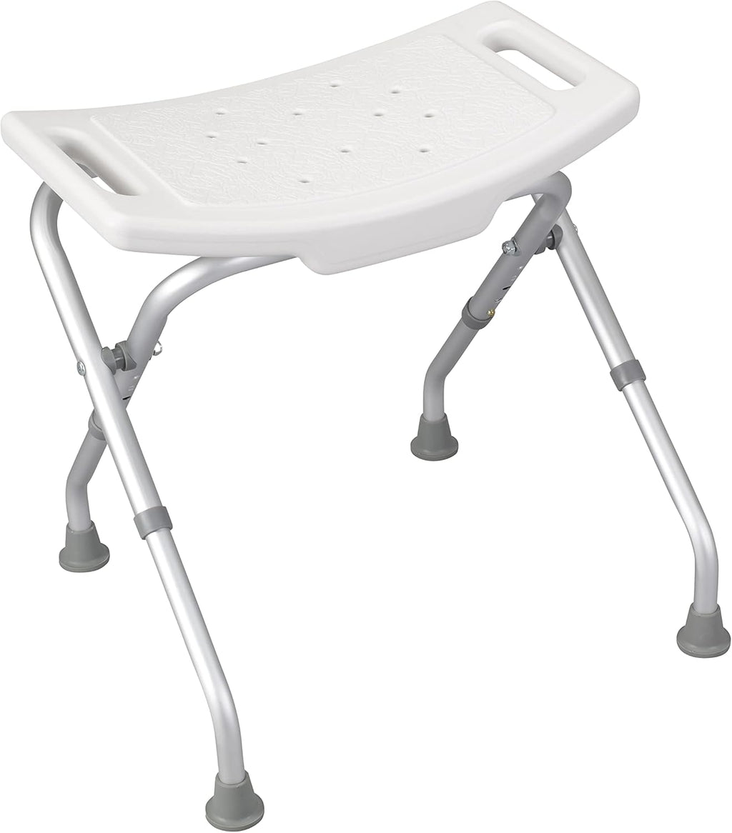 Drive Medical 12486 Folding Shower Chair, Bath Bench with Drainage Holes and In-Seat Handles, Supports Users Up To 300 Pounds, White