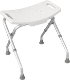Drive Medical 12486 Folding Shower Chair, Bath Bench with Drainage Holes and In-Seat Handles, Supports Users Up To 300 Pounds, White