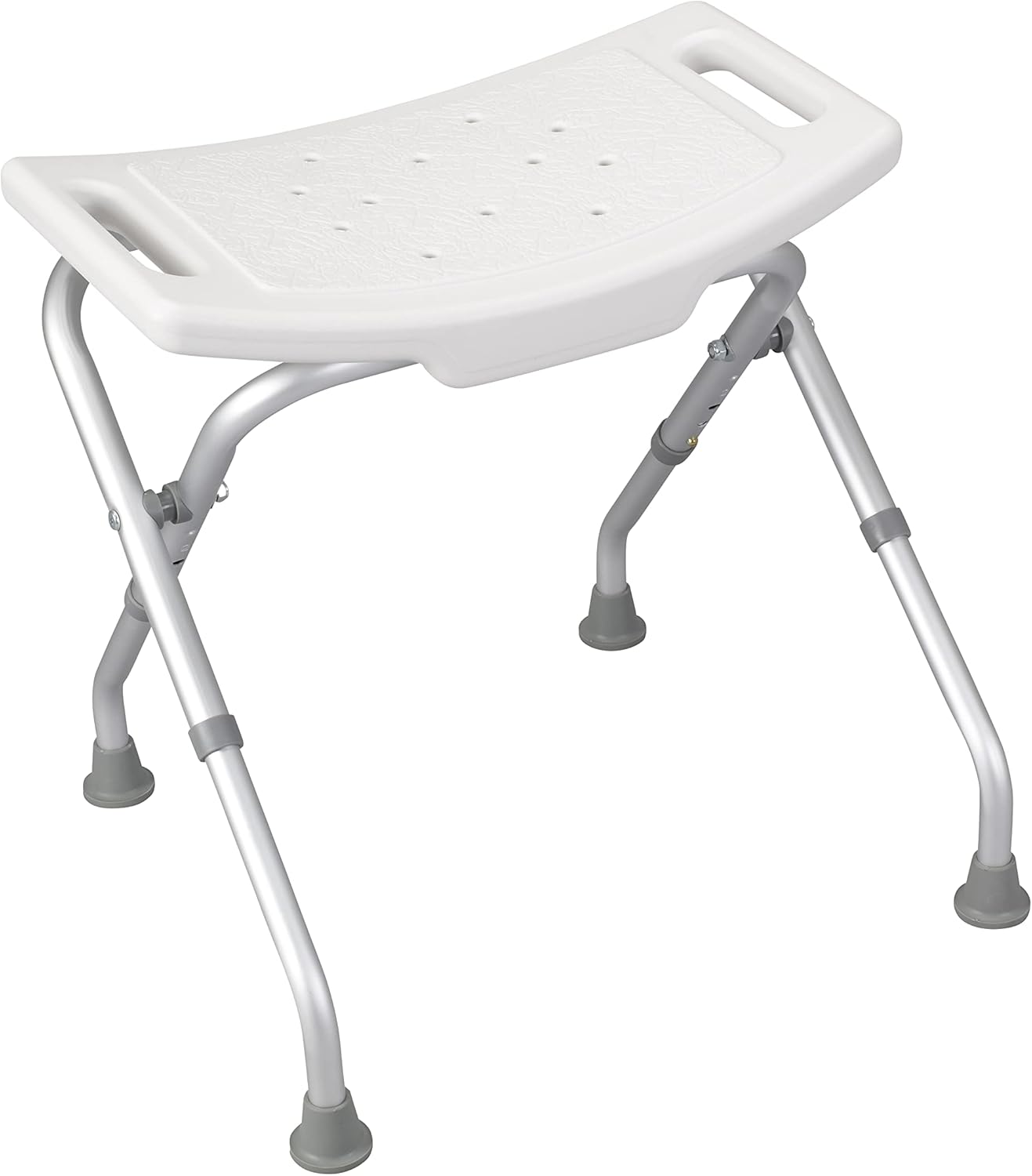 Drive Medical 12486 Folding Shower Chair, Bath Bench with Drainage Holes and In-Seat Handles, Supports Users Up To 300 Pounds, White