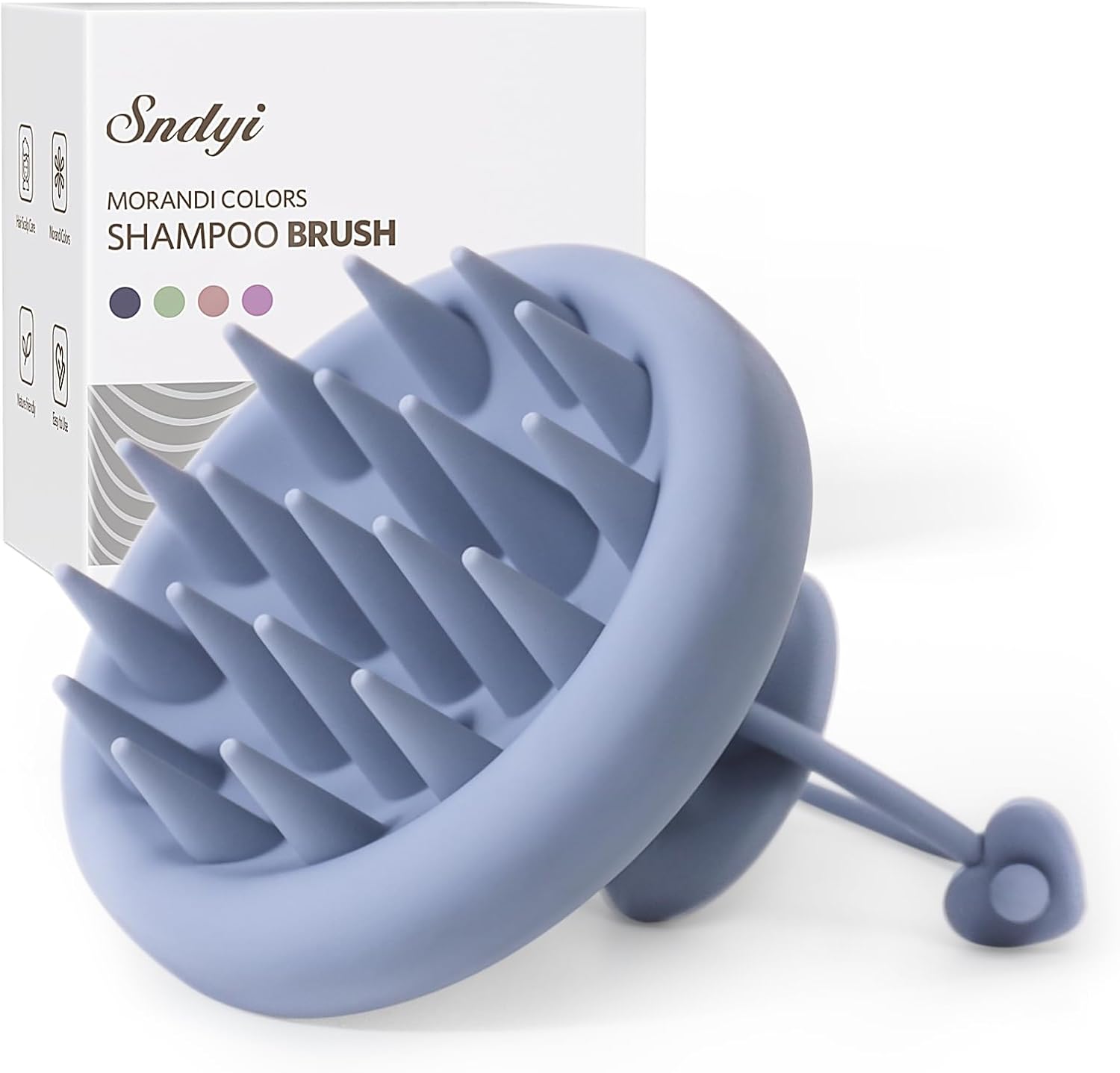 Sndyi Silicone Scalp Massager Shampoo Brush, Hair Scrubber with Soft Silicone Bristles, Scalp Scrubber/Exfoliator for Dandruff Removal, Wet Dry Scalp Brush for Hair Growth & Scalp Care, Gray Blue