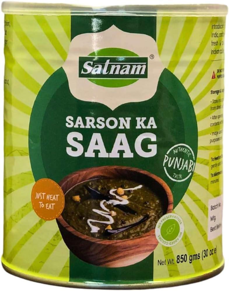 Sarson Ka Saag 850g/ 30 Oz| Heat and Eat| Easy to Open Lid| Mustard Leaves Curry| Microwavable content