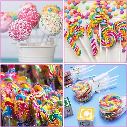 600Pcs Lollipop Stick - Cake Pop Sticks and Wrappers Kit Cake Pops Making Tools for Candy Chocolate Cookie Wrapping Include 200Pcs Cake Pop Sticks 200Pcs Cake Pop Bags and 200Pcs Twist Ties