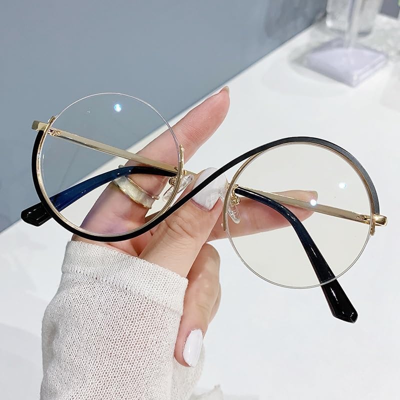 New Eyewear Reading Glasses Blue Light Blocking Oversized Round Computer Readers Anti Eyestrain Flat Light Mirror (Color : Black, Size : +0.00)