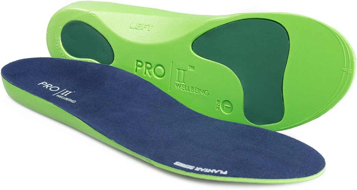 PRO 11 WELLBEING Orthotic Insoles Full Length with Arch Supports, Medium Arch, Unisex, Green, Shoe Insole, 9/10.5 UK