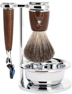 MÜHLE RYTMO Steamed Ash 4-piece Pure Badger 5-Blade Razor Modern Luxury Wet Shaving Set - Perfect for Every Day Use, Barbershop Quality Close Smooth Shave