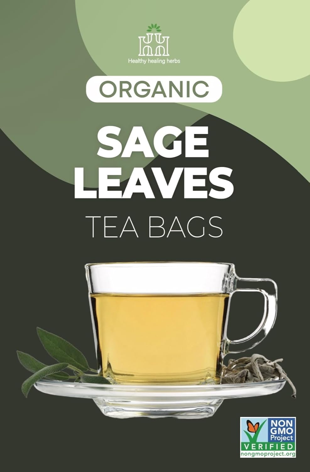 Healthy Healing Herbs Organic Sage Leaf Tea Bags – 100 Count | Pure Aromatic Herbal Tea | Naturally Caffeine-Free