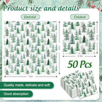 JarThenaAMCS 50Pcs Christmas Paper Napkins Watercolor Cedar Forest Disposable Napkin Xmas Winter Trees Luncheon Dinner Napkins for Holiday Party Tableware Supplies