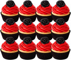 CakeSupplyShop Small Royal Icing Roses for Cakes and Cupcakes 12count (Jet Black) for Goth Weddings Halloween & Anniversaries