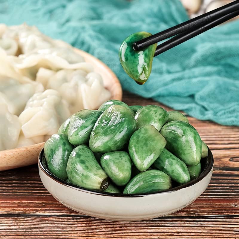 腊八蒜 翡翠绿蒜 Laba garlic,emerald green garlic,pickled pickles,sweet and sour garlic,sweet and sour garlic garlic Shandong specialty,pickled vegetables(Laba Garlic 260g (bagged),2 can)