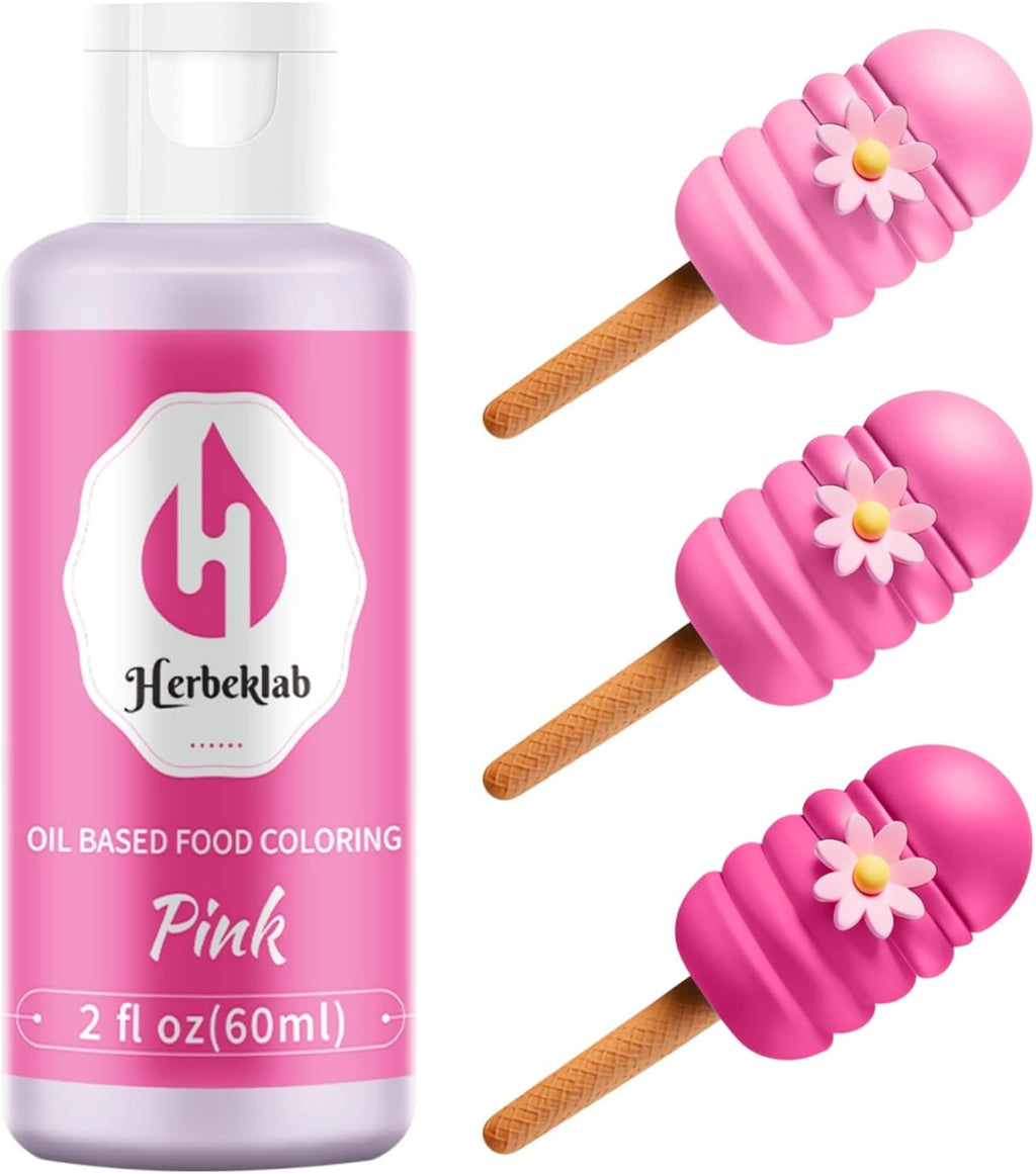 Pink Oil Based Food Coloring – 2 fl oz Professional Grade Concentrated Oil Food Dye for Melting Chocolate, Candy Melts, Cake Pops, Strawberries & Baking