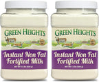 Instant Fortified Nonfat Milk Powder Jar 1.5 lbs - Proudly Made in America - Healthy Nourishing Essentials by Green Heights (Pack of 2)