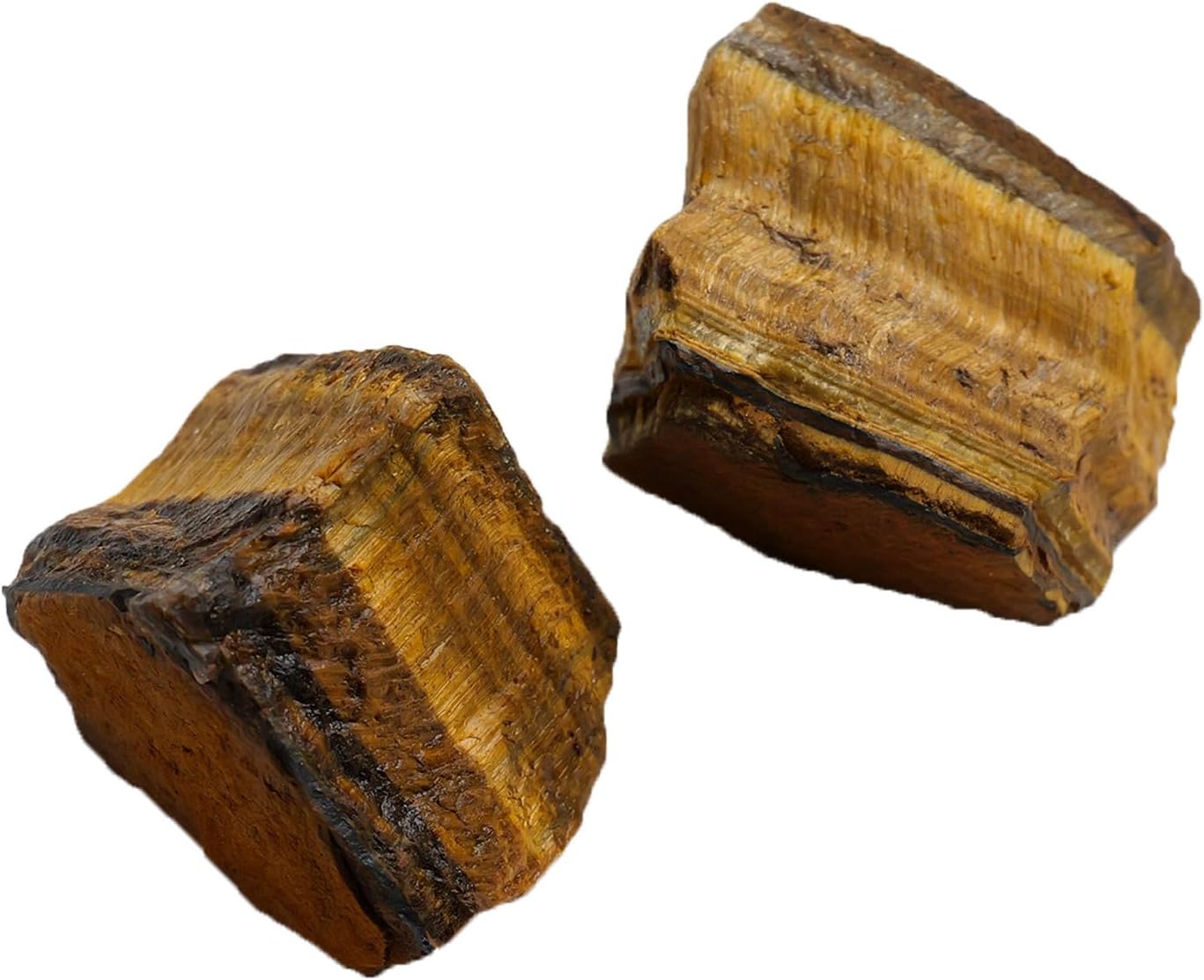 Apengshi Tiger's Eye Raw Crystals 2PCS Natural Rough Rocks Healing Crystal and Stones DIY Raw Stones Meditation Fountain Garden Home Decor