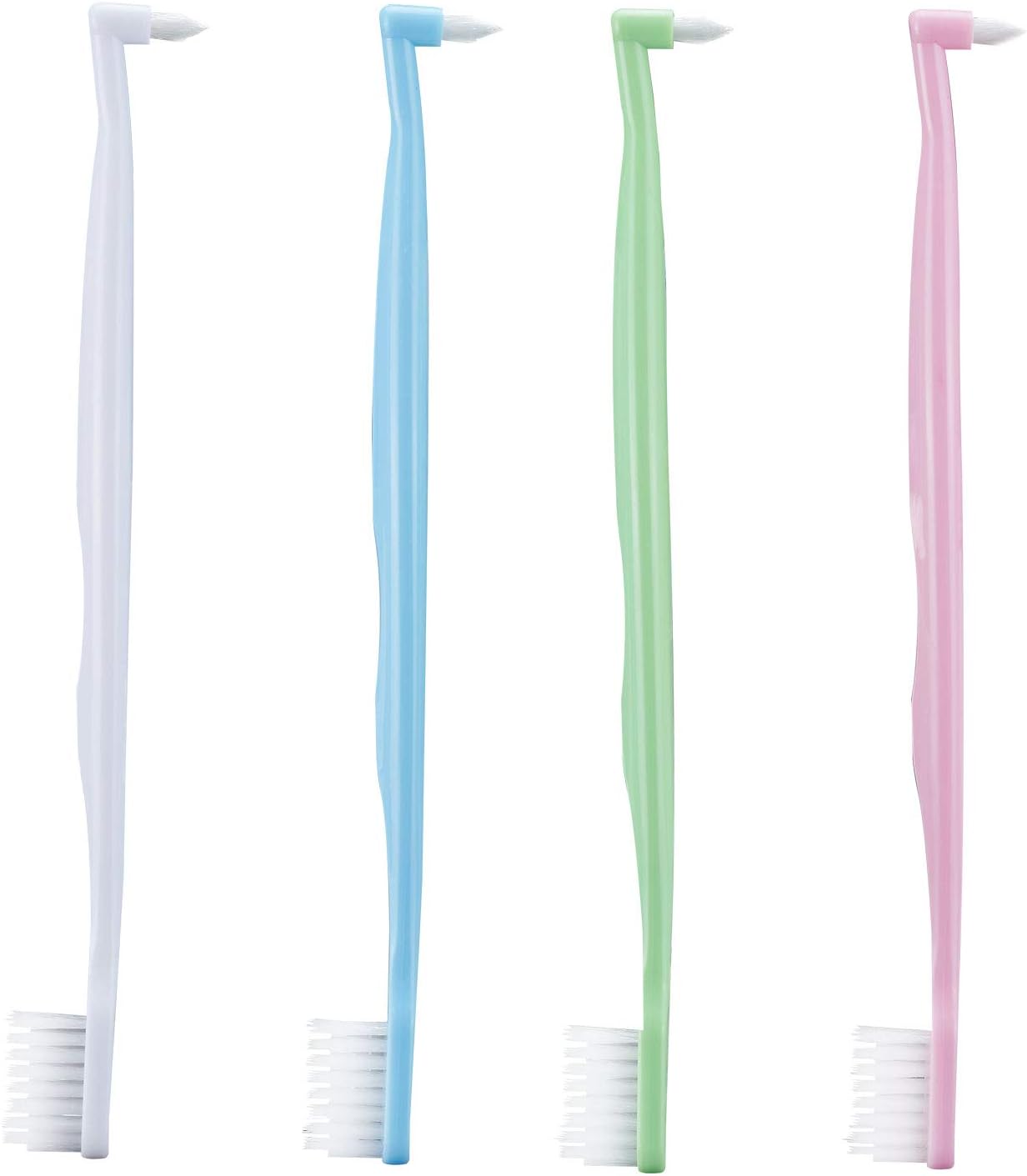 Orthodontic Toothbrush Double-Ended Interspace Brush V-Trim Toothbrush with Tiny Soft Trim Head End Tuft for Braces and Teeth Detail Cleaning, 4 Pieces (4 Colors)