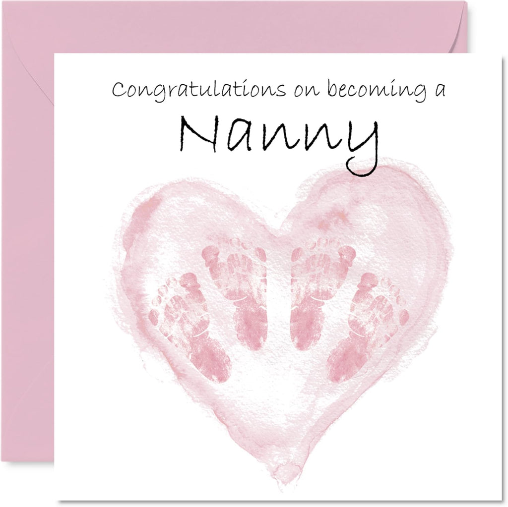 Stuff4 New Baby Girl Card for Nanny - Twins Congrats Becoming - Well Done Congratulations Card for New Nanny, 5.7 Inch Welcome To The World Greeting Cards