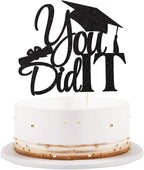 LVEUD I Did It Cake Topper - Congrats Grad Cake Toppers - Graduation Party Decorations (Black)