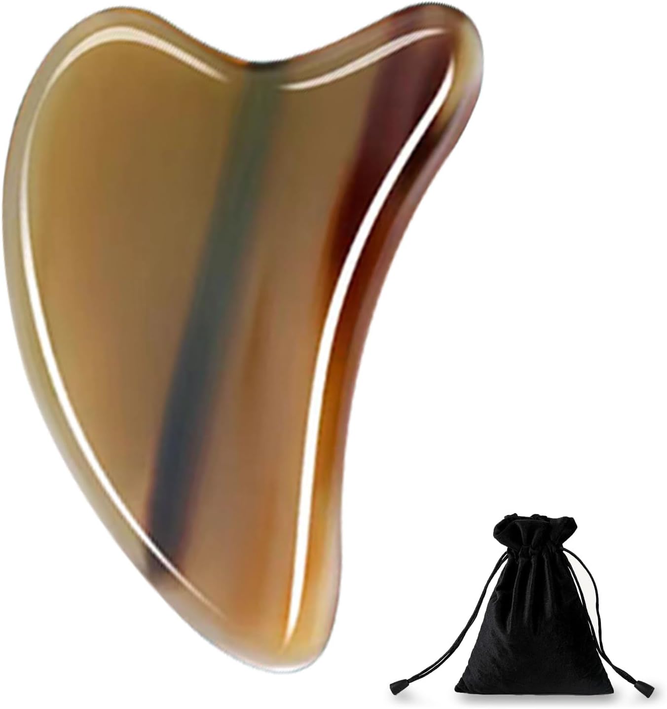 GuaSha Tool for Face and Body Natural OX Buffalo Horns Scraping Board Massage Tool Acupuncture Scraper 牛角刮痧板按摩棒 (0.4in Thick)