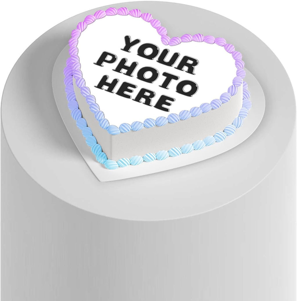 Custom Edible heart shaped photo cake pictures frosting Print my graduation wedding birthday images sugar (9 Inch)