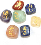Jet Chakra Set Tumbled Sanskrit Engraved Handcrfted Chakra Balancing Massage Crystal Healing Meditation Spiritual Energy Massage