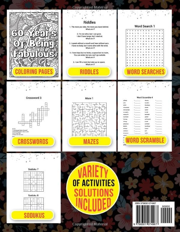 This is my 60th Birthday Activity Book: A Fun & Relatable 60th Birthday Gift for Women & Men with Engaging Activities & Puzzles