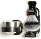 Anbbas Synthetic Badger Shaving Brush and Bowl with Black ABS Wall Mounting Type Holders for Soap Bowl and Brush for Men Wet Shave