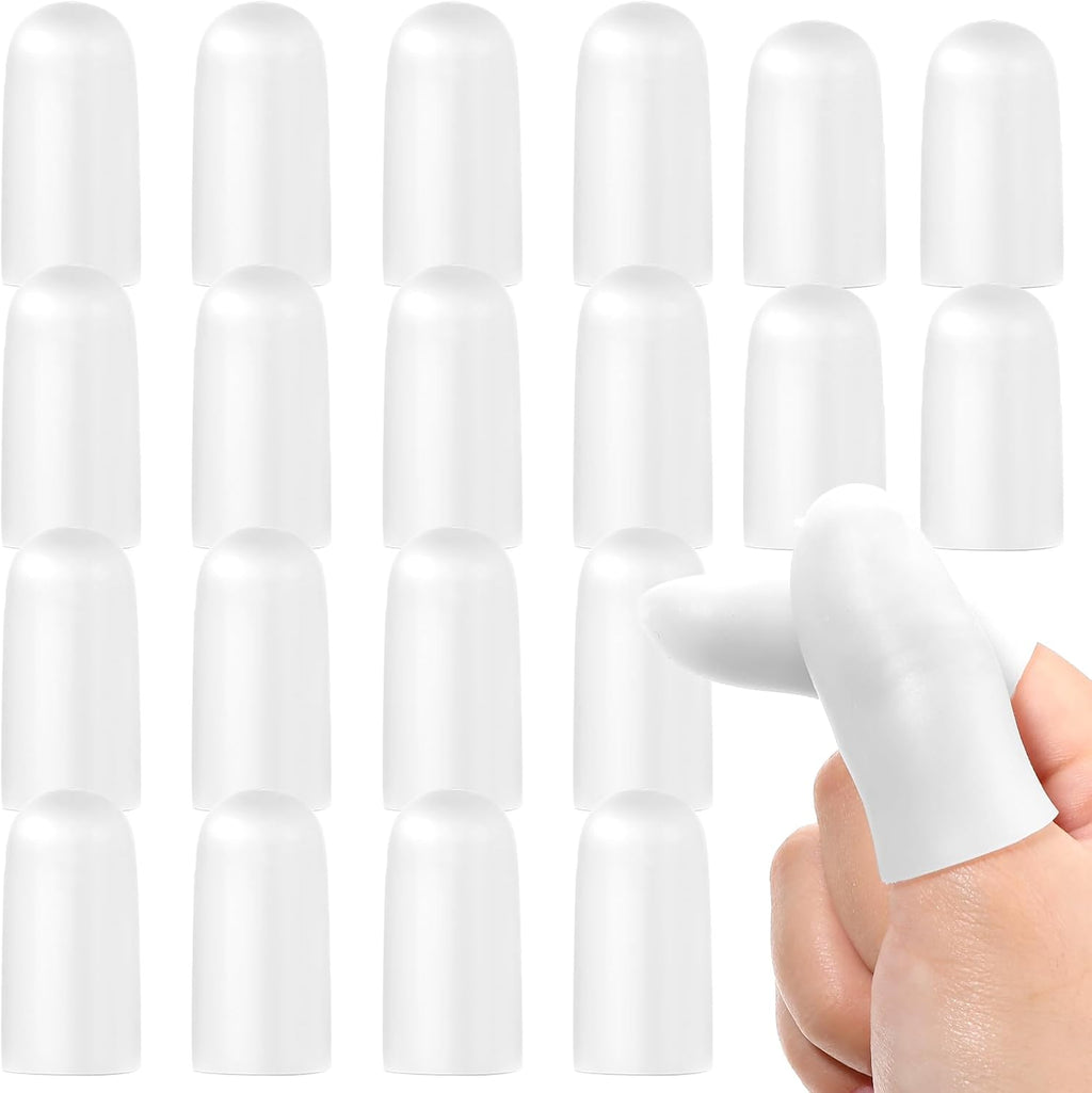 20Pcs Silicone Finger Protectors, Gel Finger Cots, Small Fingertip Cover Caps to Heal Cracked, Fingers Sleeves Thumb Protection for Trigger Fingers Hand Eczema Cracking (Clear)