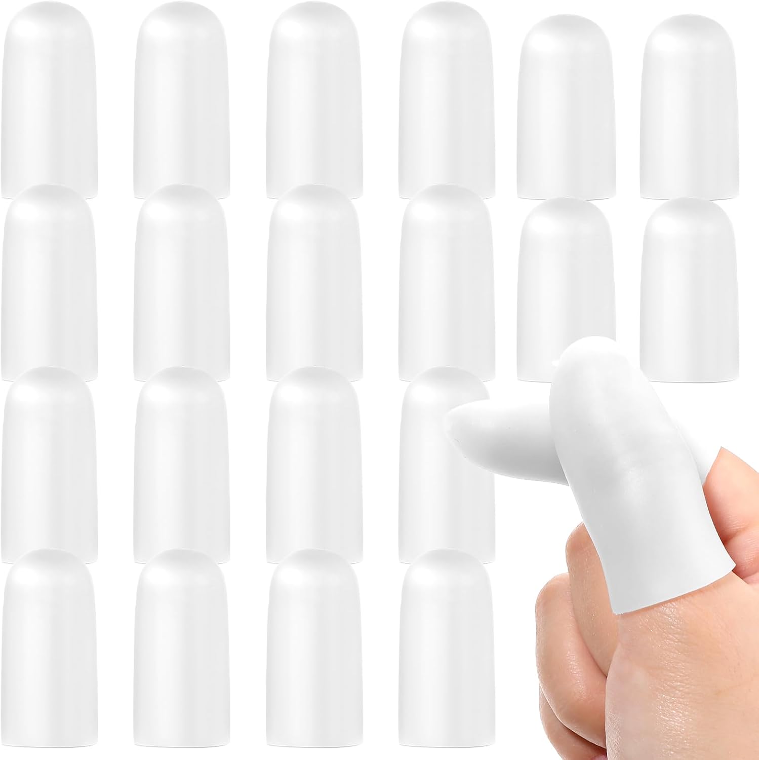 20Pcs Silicone Finger Protectors, Gel Finger Cots, Small Fingertip Cover Caps to Heal Cracked, Fingers Sleeves Thumb Protection for Trigger Fingers Hand Eczema Cracking (Clear)