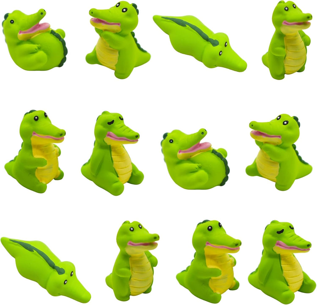 12Pcs Mini Cartoon Crocodile Figurines Miniature Alligator Figures Cute Resin Cake Toppers for DIY Fairy Garden Moss Landscape Dollhouse Birthday Party Decorations