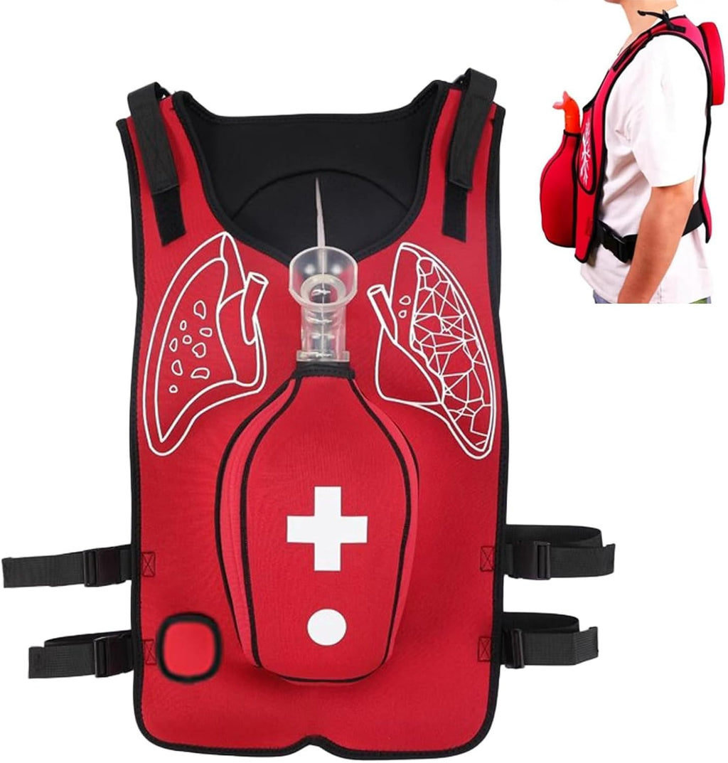 Anti Choking Vest, Adjustable Shoulder Straps and Waist Belt, Airway Obstruction Simulation Training Wearing Vest,for First Responder,Student First Aid Teaching Child-B-Red