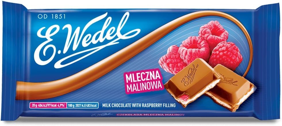 E.Wedel Milk Chocolate with Raspberry Filling, 3.5 Ounce (Pack of 5)