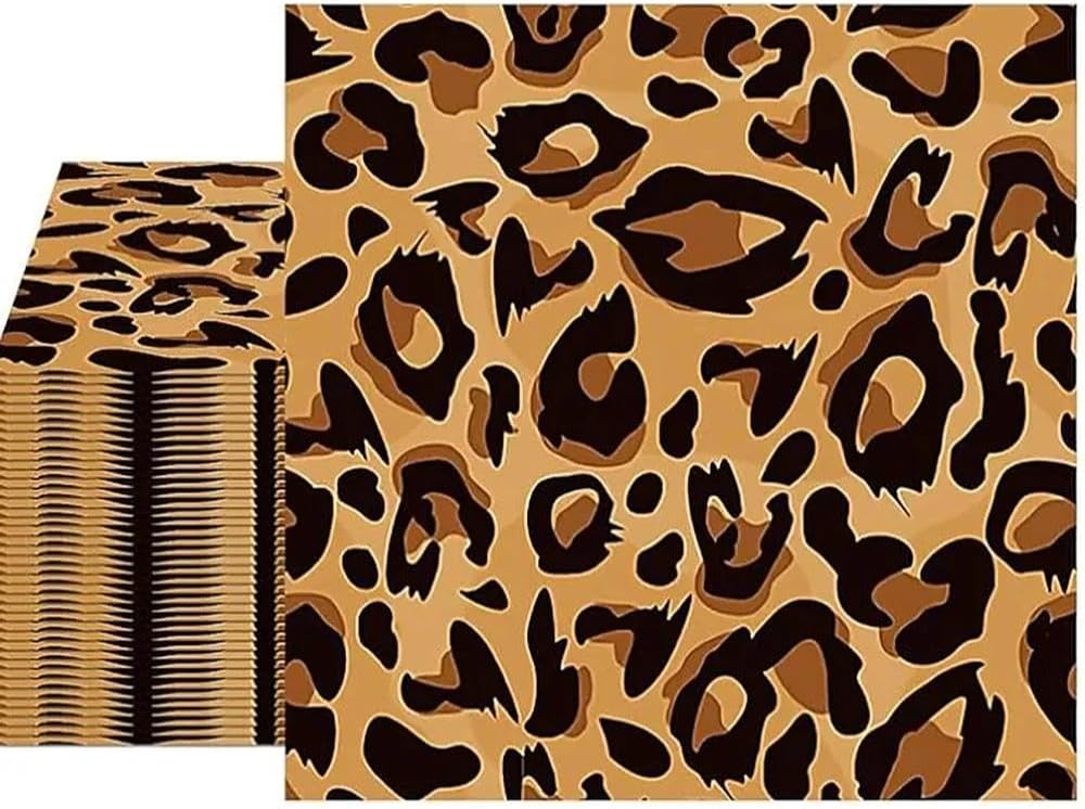 20-Pack Leopard Print Paper Napkins Disposable,Animal Print Luncheon Napkins for Jungle, Safari, Zoo Themed Birthday Party Decorations