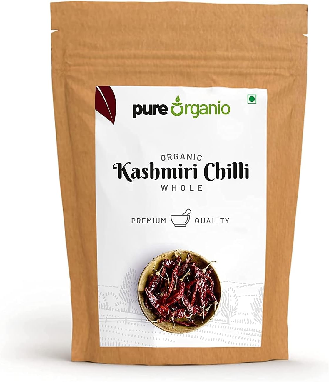 QURA Organic Dried Kashmiri Chilli Whole- Premium, Authentic, Sun Dried, Lal Mirch Spice - Mild Flavor (200 Gm)