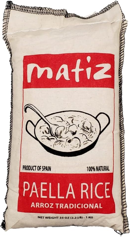 Matiz Valenciano Paella Rice from Spain | Traditional Spanish Medium-Grain | Risotto, Arròs Negre, Seafood Dishes | Natural Flavor | Soy and Gluten Free (1 x 2.2 lbs)