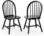 Giantex Wood Dining Chairs Set of 2, Windsor Chairs with Solid Wood Legs, High Spindle Back, H-Shaped Crossbars, Vintage Country Farmhouse Style Wooden Side Chairs, Black