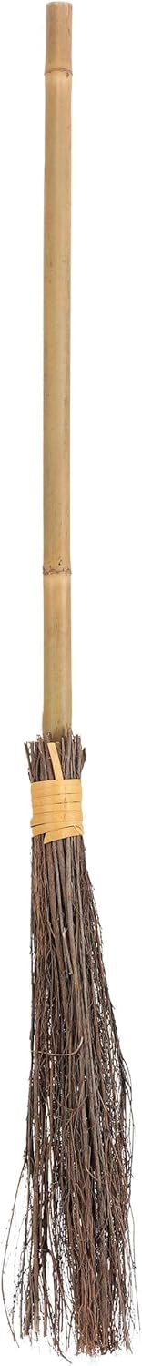 Fun Costumes Classic Wicked Witch Broom Costume Accessory Broom Prop, Plastic Handle, Twig Bristle, 40"