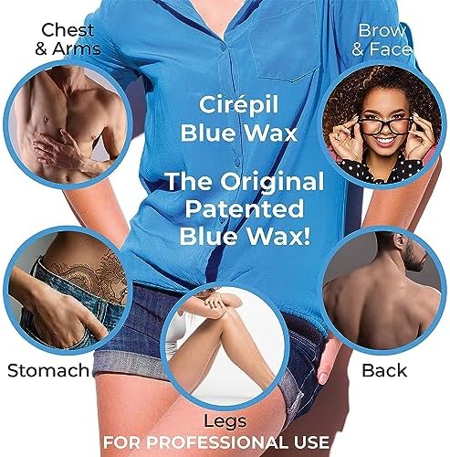 Cirepil - Blue - 400g / 14.11 oz Hard Wax Beads Bag - Face & Body Wax, Unscented & No Strip Needed - Perfect for Sensitive Skin & Brazilian Waxing - Fluid Gel Texture, Easy Hair-Removal