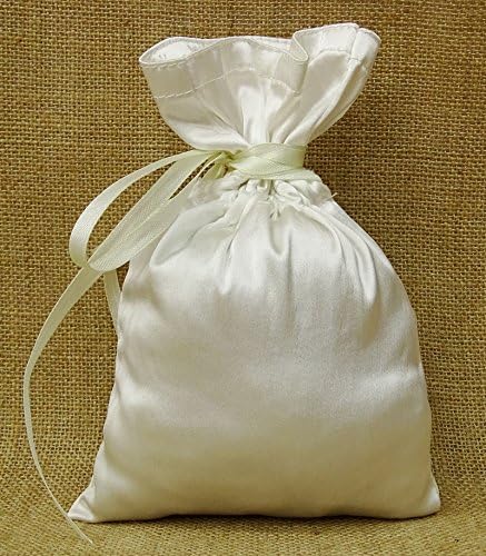 Darling Souvenir 50 Satin Drawstring Gift Pouch Small Wedding Party Favors Bag - 8" x 10" inches Baby Shower Thank You Pouches- White