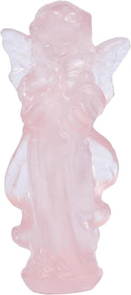 JIC Gem 3.9 Inch Rose Quartz Prayer Angel Healing Crystal Guardian Angel Figurine Pink Hand Carved Gemstone Statue 1pc