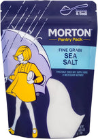 Morton Sea Salt Fine Grain, All-Natural Fine Sea Salt, 1 lb Resealable Pouch, Ideal for Cooking, Baking, Blending & Everyday Seasoning