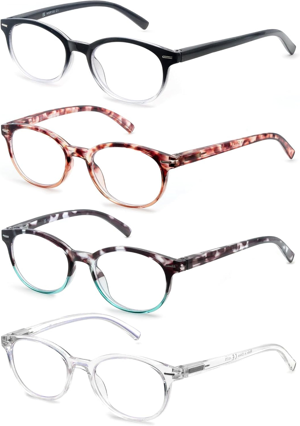 Blue Light Blocking Reading Glasses Women Round Readers Cute Cheaters for Small Head&Face Black/Clear/Tortoiseshell