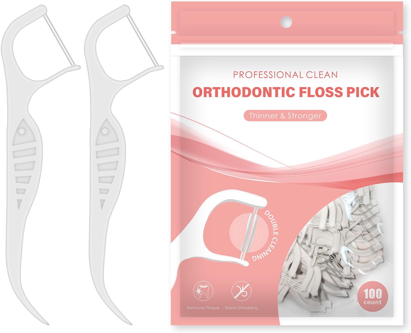 Orthodontic Flossers for Braces,100 Count Orth Dental Floss Picks for Kids Or Adults,Comfortable Braces Flossers,Super Clean Oral Care,Best Dental Tools for Brace,Fight Tooth Decay(1Pack)