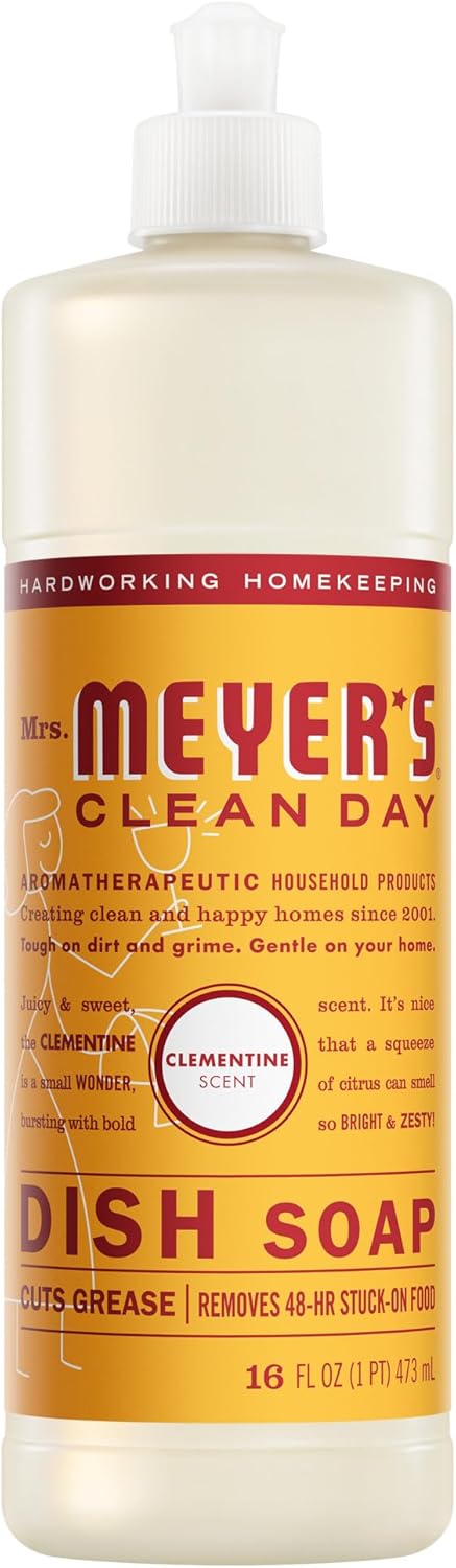 MRS. MEYER'S CLEAN DAY Liquid Dish Soap, Clementine Scent 16 Fl Oz