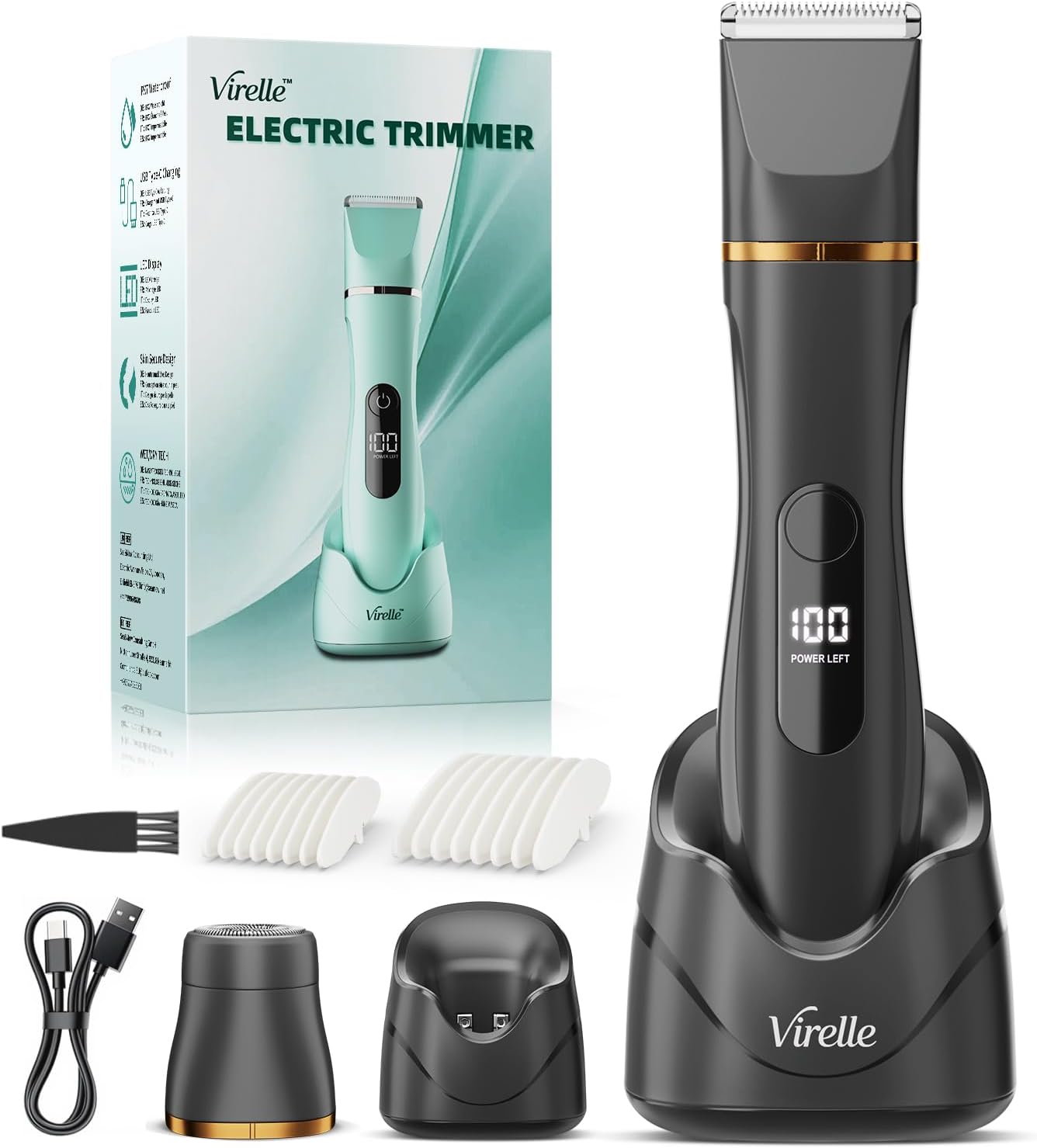 Electric Body Hair Remover Razor for Men & Women, Waterproof Foil Shaver Trimmer for Face, Arms, Back, Legs,Chest & Groin, Wet/Dry Painless Groomer with Ceramic Blade, Travel Gift for Him,Black