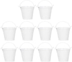 10PCS Small Metal Bucket with Handles, Round Ice Buckets Metal Iron Pail for Kids Candy Crafts Party Favors, Mini Succulent Plant Pot, Hanging Flower Pot for Indoor Outdoor Decor (4 * 5.5 * 6-White)