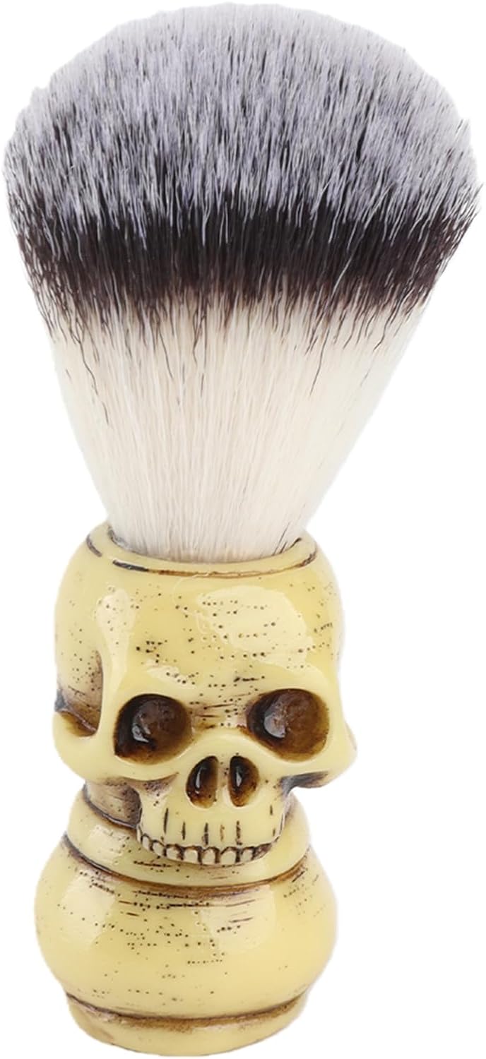 ZJchao Shaving Brushes, Skull Shaped Handle, Rich and Fast Lather Men Shaving Brush, Barber Grooming, Shave Brush for Wet Shave, Use with Safety Razor, Dad Boyfriend Bearded Man Gifts