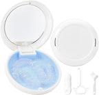 Retainer Case Slim Aligner Case with Vent Holes Cute Dental Brace Box with Retainer Removal Tool and Brush Compatible with Night Guard and Mouth Guard (White Blue)