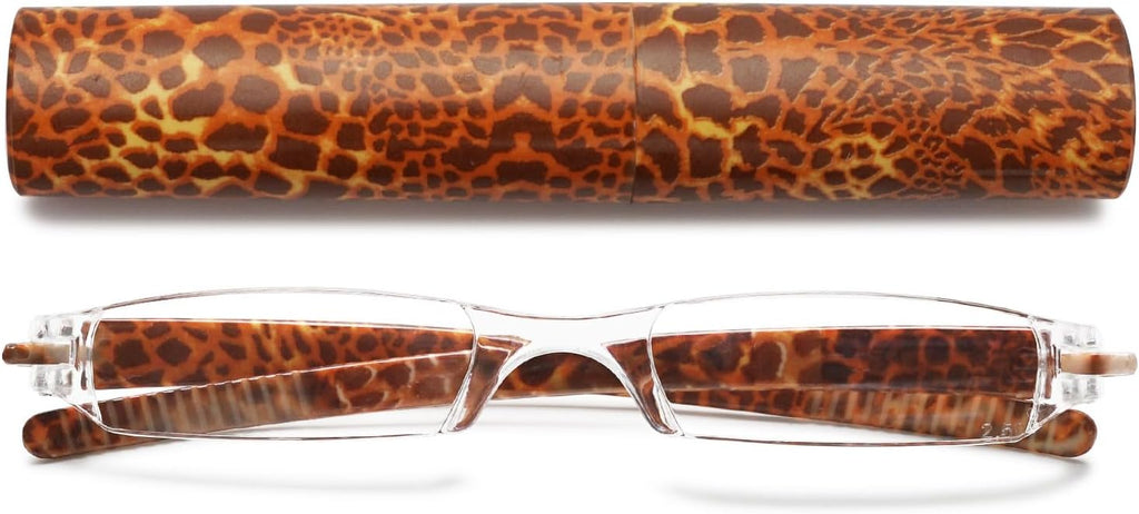 VEVESMUNDO Rimless Reading Glasses Women Retro Designer Readers with Floral Case