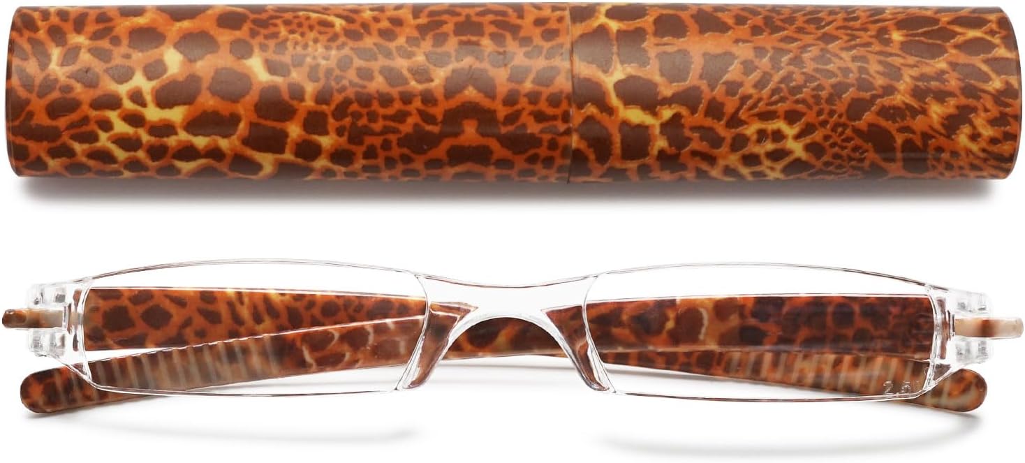 VEVESMUNDO Rimless Reading Glasses Women Retro Designer Readers with Floral Case