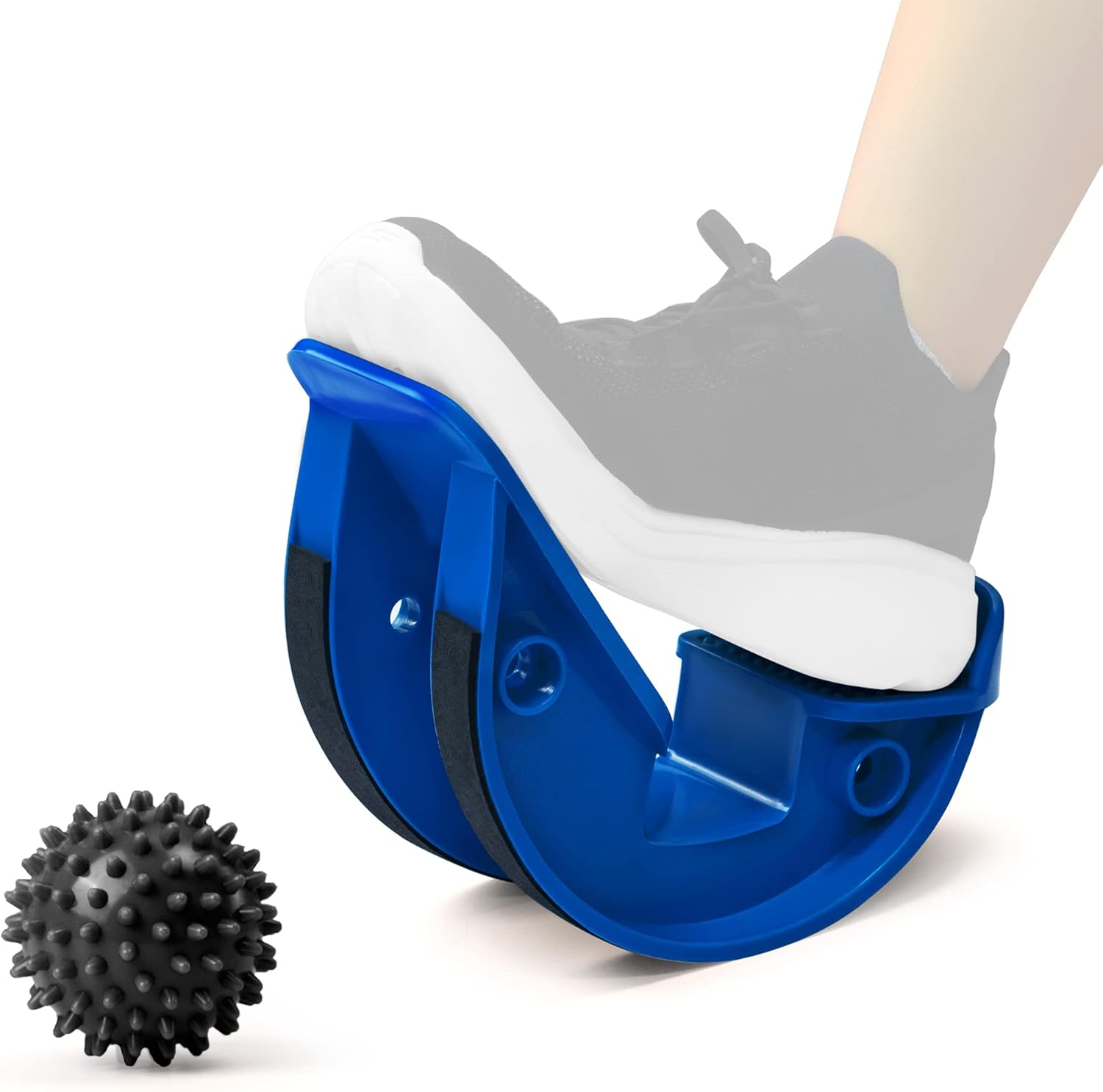 Foot Rocker with Spiky Ball, Calf Stretcher for Plantar Fasciitis Relief, Achilles Tendonitis Relief, Shin Splint Relief, Ankle Stretcher, Achilles Stretcher Improving Flexibility - Blue
